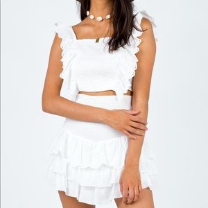 PRINCESS POLLY White Ruffle Two Piece Katica Set